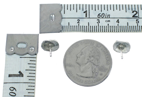 Native American Sterling Silver Lapis Post Earrings NX11522