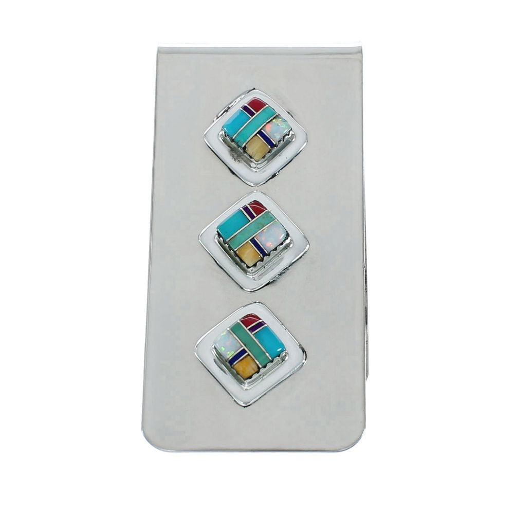 Sterling Silver And Multicolor Inlay Navajo Money Clip X10912 ...