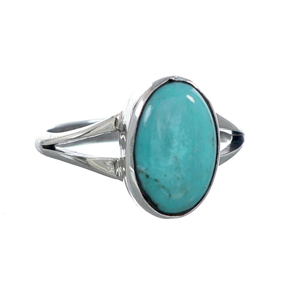 Oval Turquoise Copper Gemstone Ring – 925 Sterling Silver Handmade – All Sizes