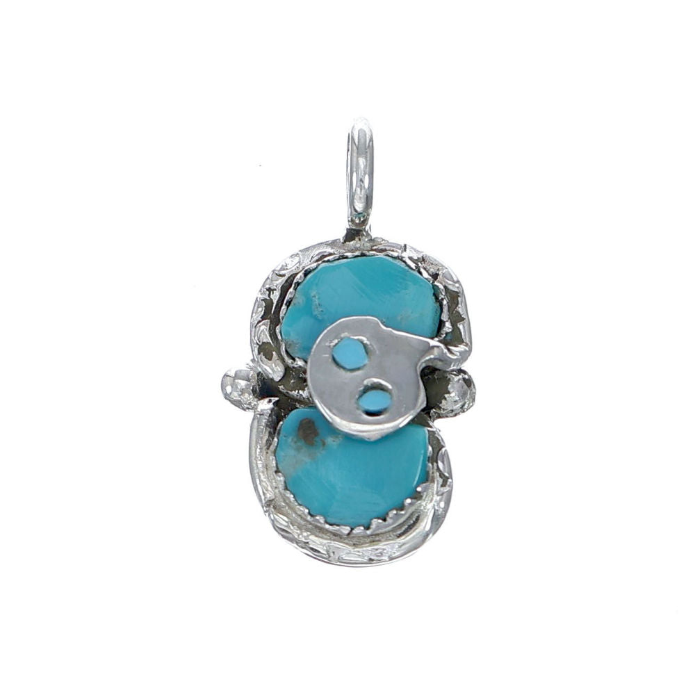Native American Zuni Turquoise Sterling Silver Snake Pendant