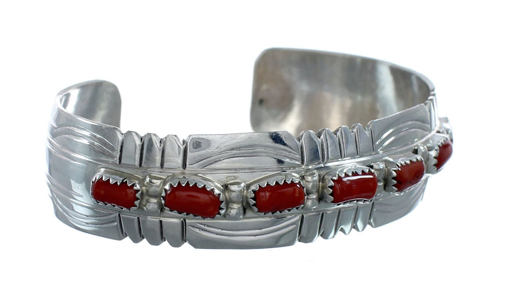 Navajo Coral Sterling Silver Native American Cuff Bracelet NX11975 ...