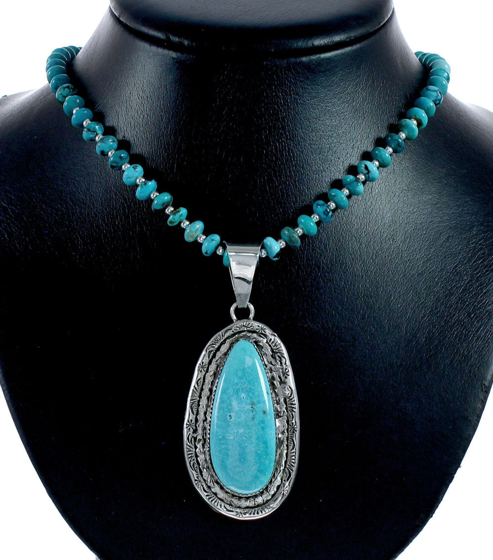 Navajo Kingman Turquoise Sterling Silver Native American Necklace NX12 ...