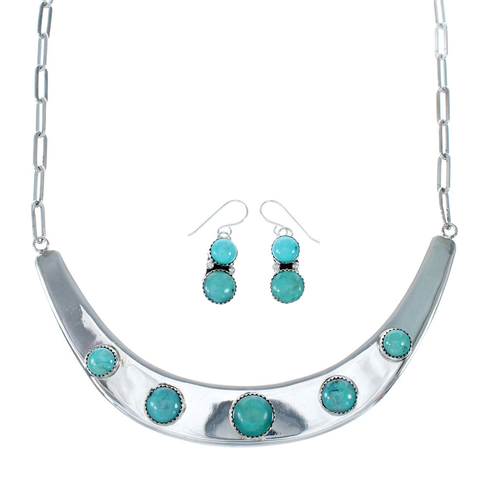 Navajo Turquoise Sterling Silver Collar Link Necklace Set NX12037