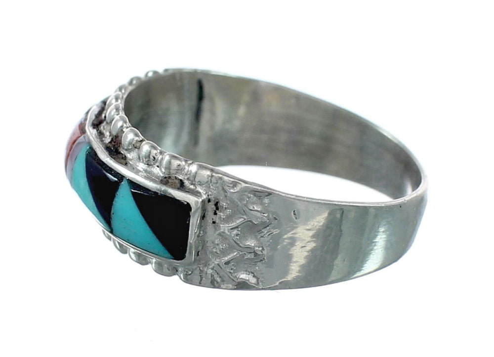 Sterling Silver Zuni Multicolor Inlay Ring Size 9-1/2 NX12407 ...