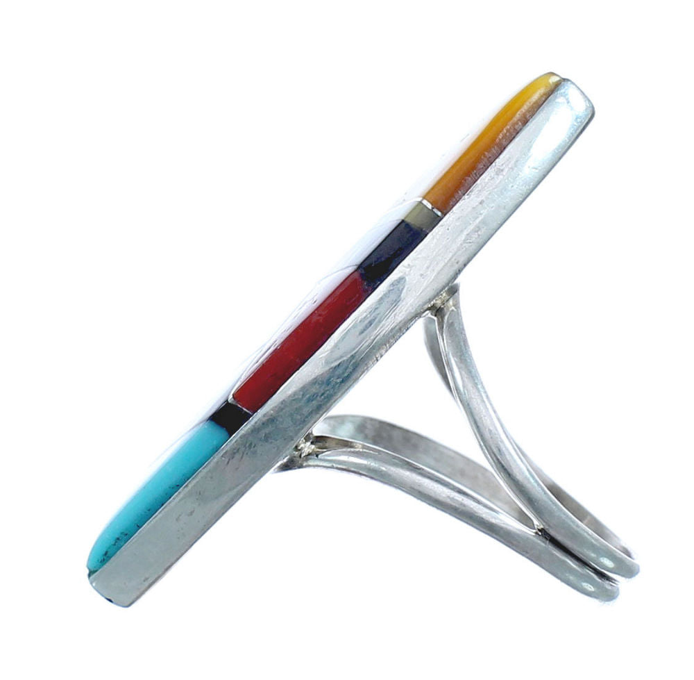 Multicolor Inlay Authentic Sterling Silver Ring Size 6-3/4 JX122153 ...