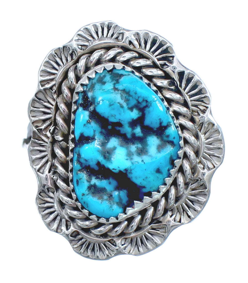 •#8 TURQUOISE - SHÁ• Navajo silver ring (size 9.25) main image 1