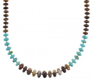 Navajo Multicolor Genuine Sterling Silver Bead Necklace RX91579