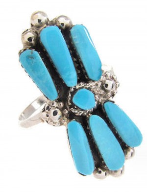 Sterling Silver Zuni Indian Turquoise Ring Size 7-1/2 RX111811