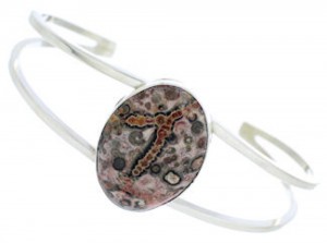 American Indian Jewelry Leopard Skin Silver Cuff Bracelet BW77045