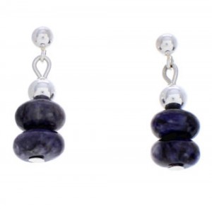 Navajo Indian Silver Purple Agate Jewelry Bead Earrings MW77151