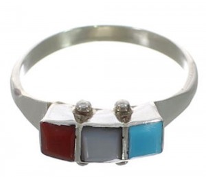 American Indian Multicolor Sterling Silver Ring Size 8-1/2 FX26818
