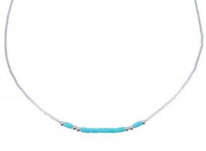 Hand Strung Liquid & Green Turquoise 16" Necklace Jewelry LS37GT 
