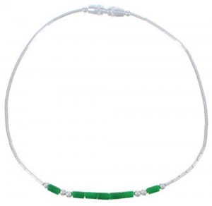 Hand Strung Liquid Silver & Malachite Bead Bracelet Jewelry LS36M