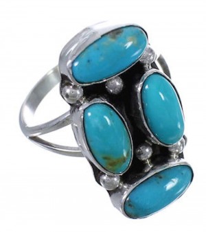 Sterling Silver Turquoise Navajo Indian Ring Size 7-3/4 EX29846