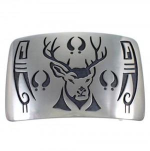 Silver Deer George Phillips Native American Hopi Belt Buckle YS62632