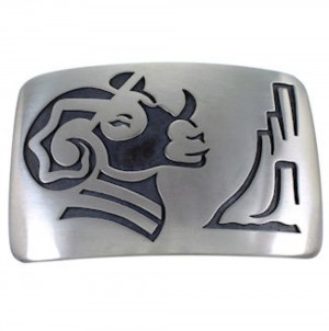 Hopi Indian George Phillips Sterling Silver Ram Belt Buckle YS62629