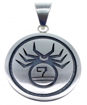 Hopi George Phillips Silver Spider And Water Wave Pendant EX49140