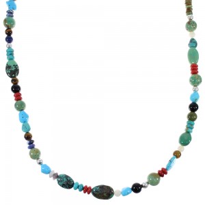 Multicolor Bead And Silver American Indian Navajo Necklace EX47749