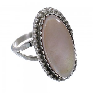 Pink Shell Authentic Sterling Silver Native American Ring Size 5-1/2 RX63420
