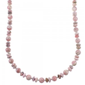 Native American Rhodochrosite And Sterling Silver Bead Necklace WX59784