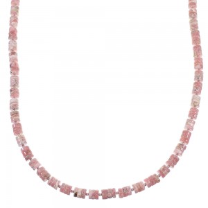 American Indian Sterling Silver And Rhodochrosite Bead Necklace WX59806