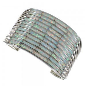 Genuine Sterling Silver And Opal Zuni Cuff Bracelet VX64665