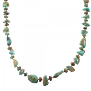 Genuine Sterling Silver Native American Kingman Turquoise Bead Necklace RX96097