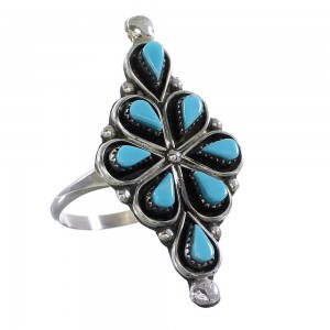 Turquoise Silver American Indian Ring Size 6-1/2 AX99547