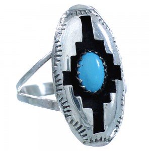 Native American Sterling Silver Turquoise Jewelry Ring Size 9 RX113335
