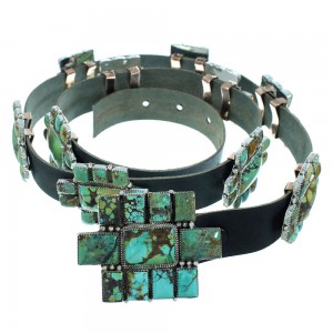 American Indian Sterling Silver And Turquoise Concho Belt TX103977