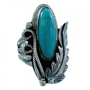 Turquoise Sterling Silver Scalloped Leaf Navajo Jewelry Ring Size 5-1/2 SX105868