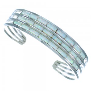 Zuni Genuine Sterling Silver Opal Cuff Bracelet Jewelry RX107158
