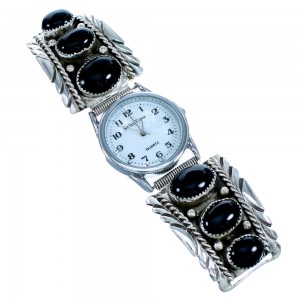 Navajo Genuine Sterling Silver Onyx Watch SX107563
