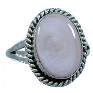 Native American Sterling Silver Pink Shell Ring Size 7 RX107656