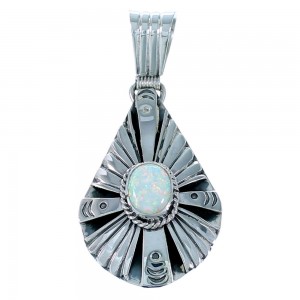 Navajo Genuine Sterling Silver Opal Tear Drop Pendant SX108392