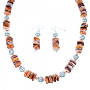 Navajo Oyster Shell Sterling Silver Bead Necklace Set SX108679