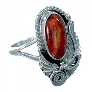 Red Oyster Shell Genuine Sterling Silver American Indian Ring Size 5-3/4 RX109537