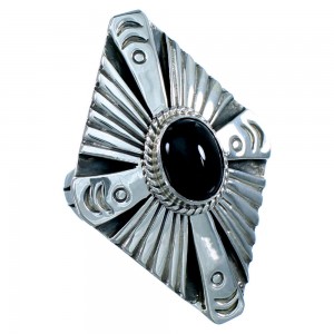 Sterling Silver Black Onyx Navajo Ring Size 7-3/4 SX109696