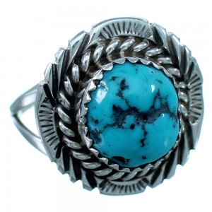 Sterling Silver And Turquoise Native American Ring Size 7-3/4 SX110672