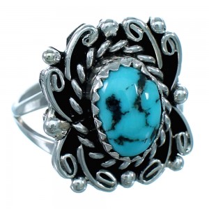 Authentic Sterling Silver And Turquoise Native American Ring Size 6 SX111680