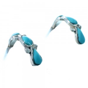 Zuni Sterling Silver And Turquoise Post Hoop Earrings RX111747