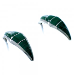 Sterling Silver Zuni Malachite Post Hoop Earrings RX111751