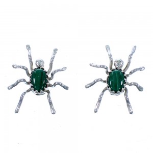 Malachite And Sterling Silver Navajo Spider Post Earrings SX111883