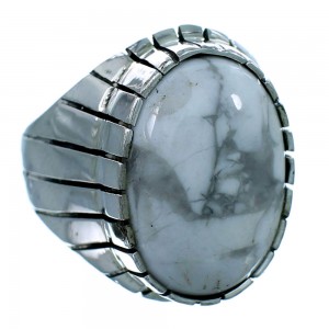American Indian Howlite Sterling Silver Ray Jack Ring Size 12-1/2 RX115434