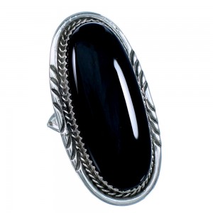 Navajo Sterling Silver Onyx Ring Size 5-3/4  RX112919