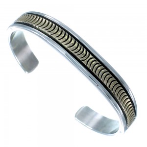 Sterling Silver 14 Karat Gold Navajo Indian Cuff Bracelet SX112529
