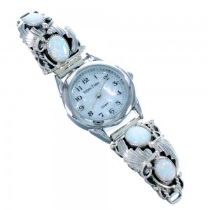 Sterling Silver Scalloped Leaf Navajo Opal Watch SX112823