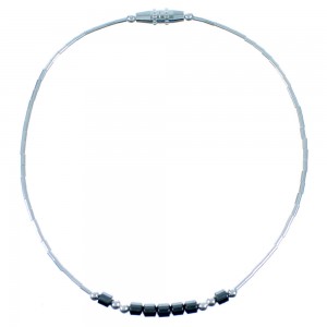 Liquid Sterling Silver And Hematite Bead Bracelet LS36HR