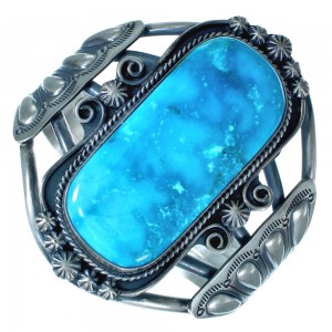 Native American Genuine Sterling Silver Turquoise Cuff Bracelet ZX113669