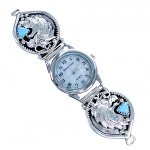 Sterling Silver Turquoise Navajo Eagle Watch ZX116682